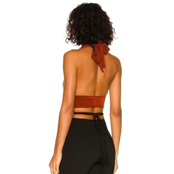 NEW BY.DYLN REVOLVE METALLIC HALTER CROP TOP - Picture 6 of 8